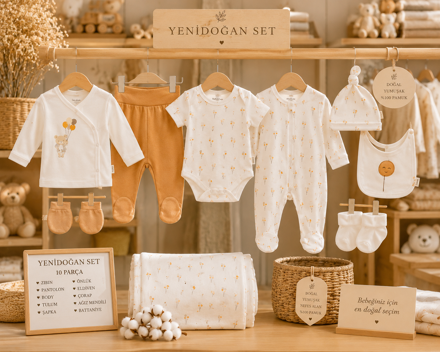 🧸 Balloon Bear Premium Yenidoğan Hastane Çıkışı Seti
