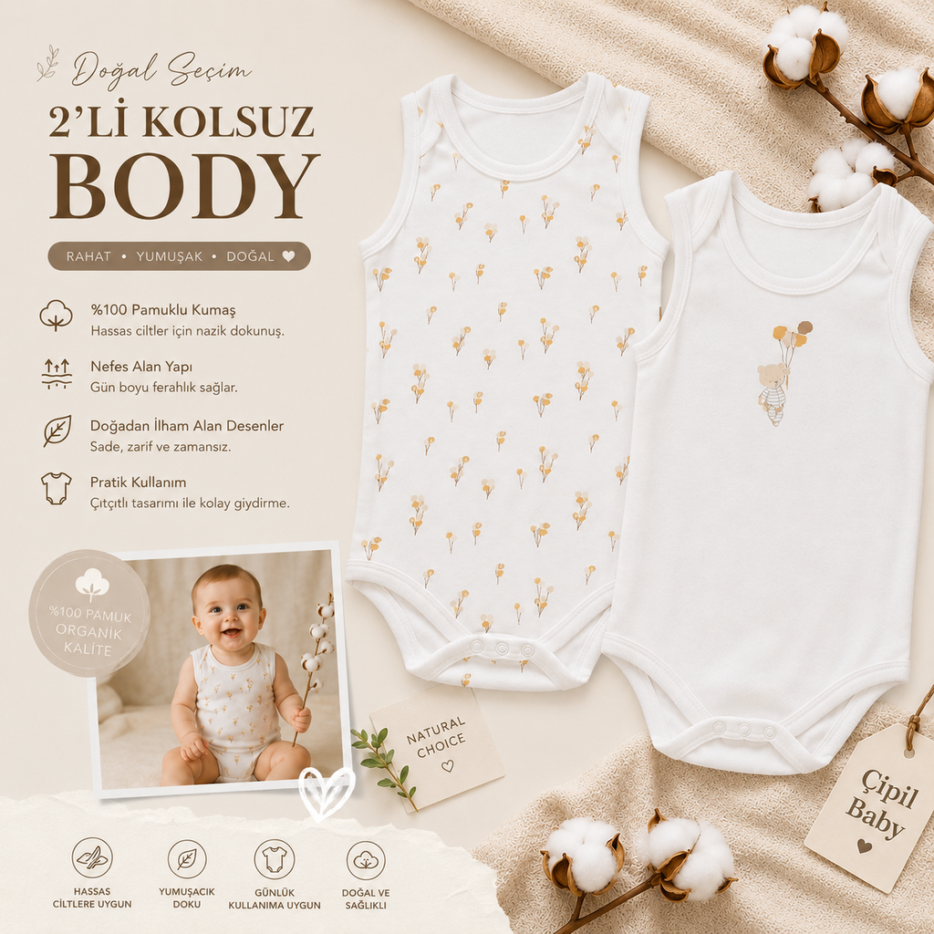 Balloon Bear Organik Atlet Body Seti