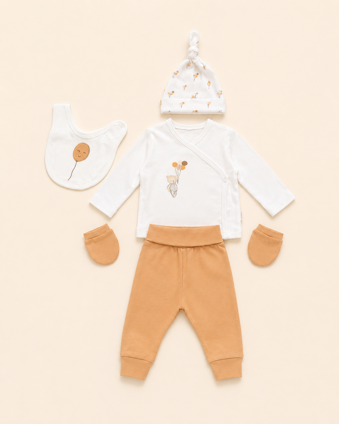 Organik Yenidoğan Bebek Seti – Balon Desenli