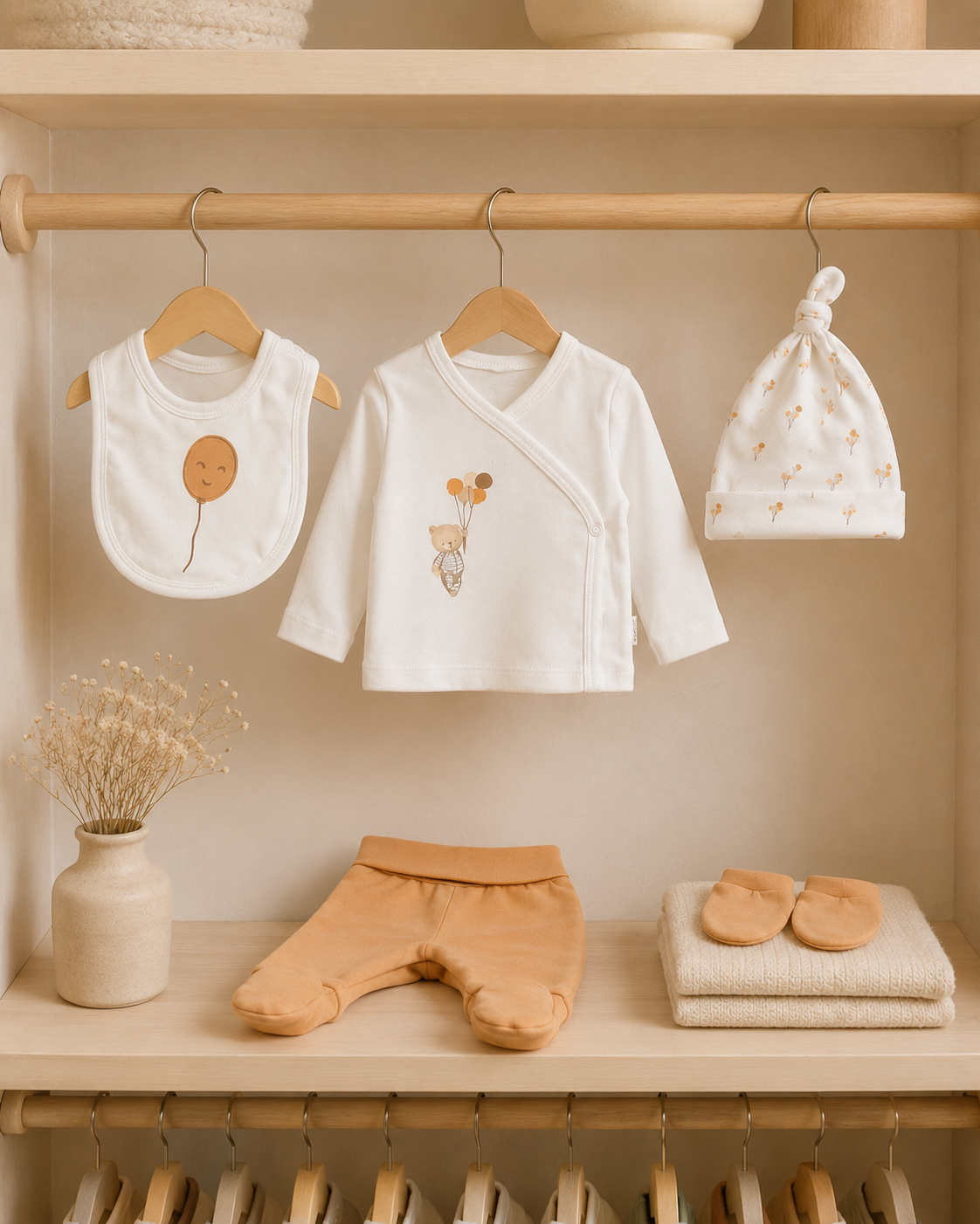 Organik Yenidoğan Bebek Seti – Balon Desenli