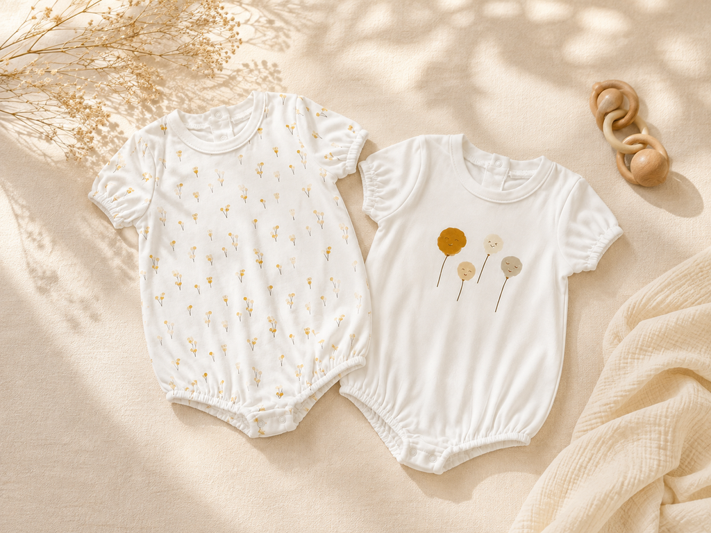 Organik 2'li Kısa Kollu Bebek Body Seti – Balon Desenli