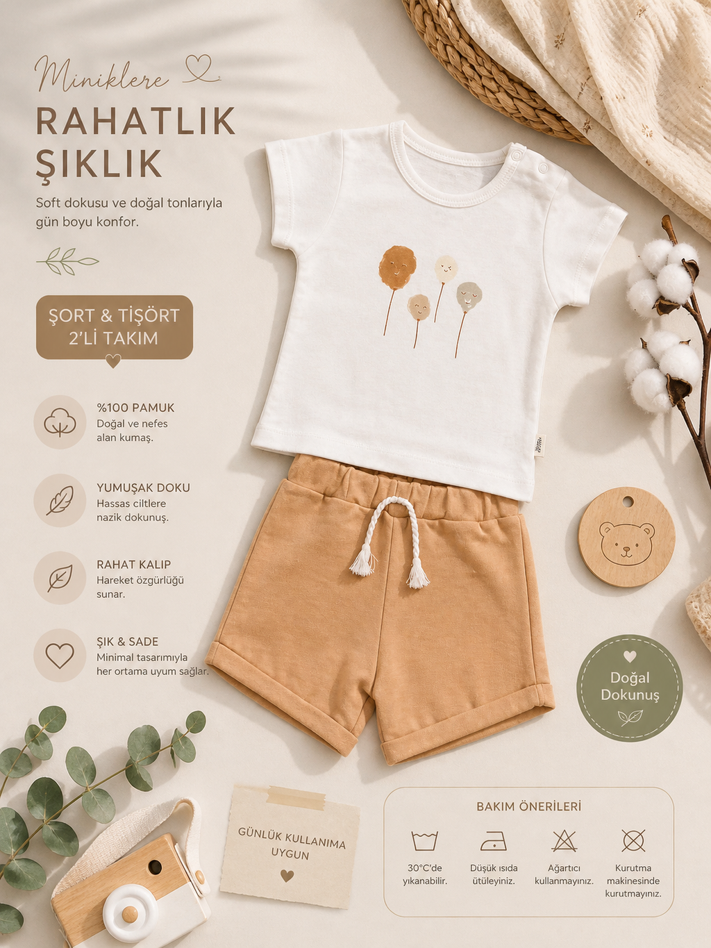 🍯Ballon Bear Yazlık Bebek Takımı