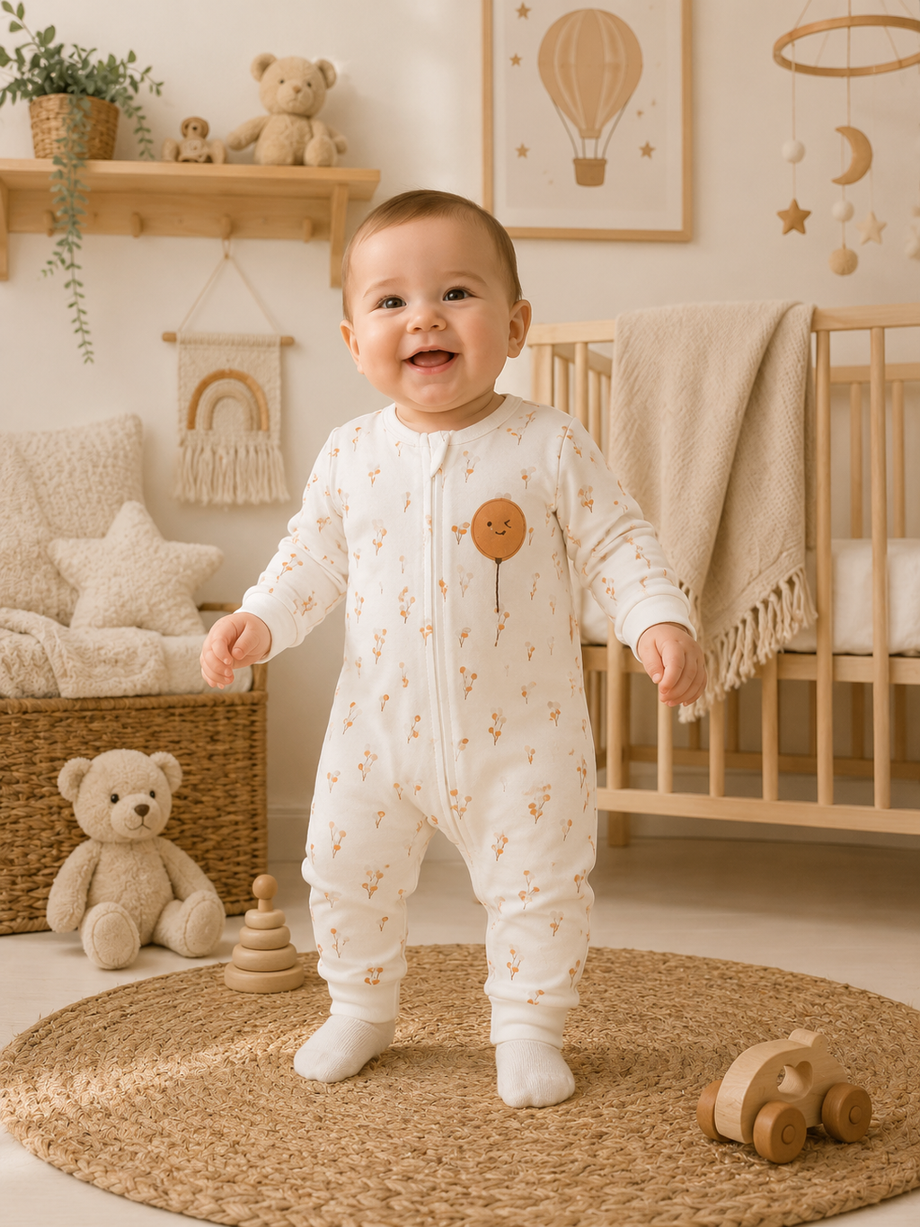 ☁️Ballon Bear Organik Bebek Tulumu